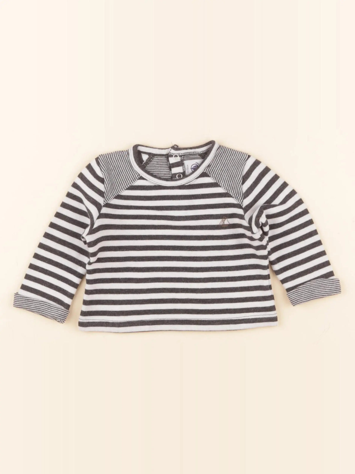 Petit Bateau - tee-shirt blanc, bleu - 3 mois