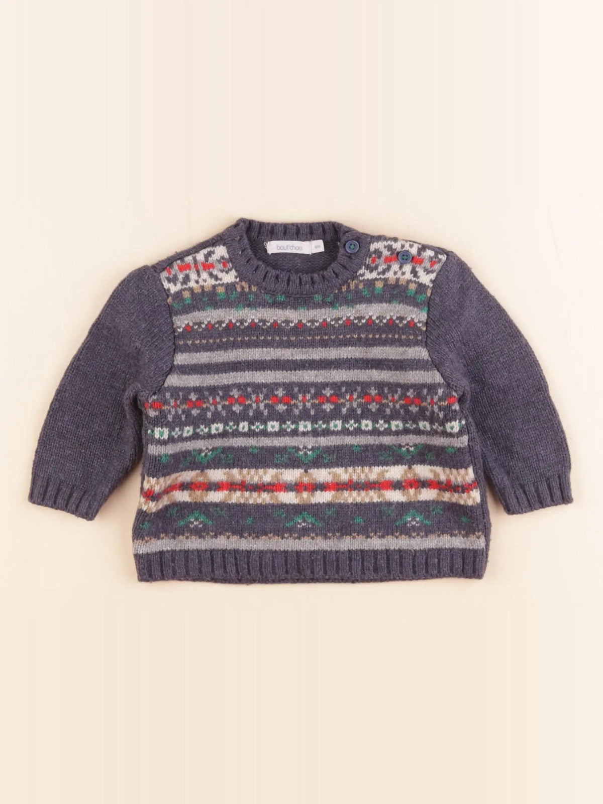 Boutchou - pull bleu - 6 mois