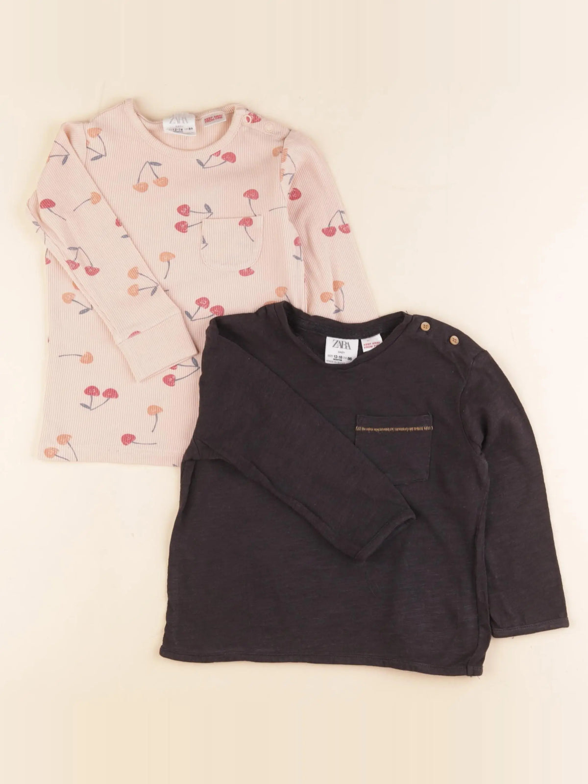 Zara - lot de 2 tee-shirts noir - 12/18 mois
