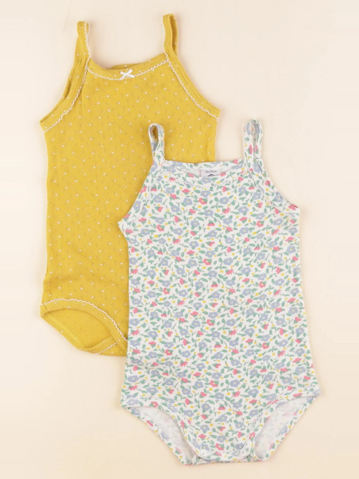 Petit Bateau - lot de 2 bodies en coton blanc - 18 mois