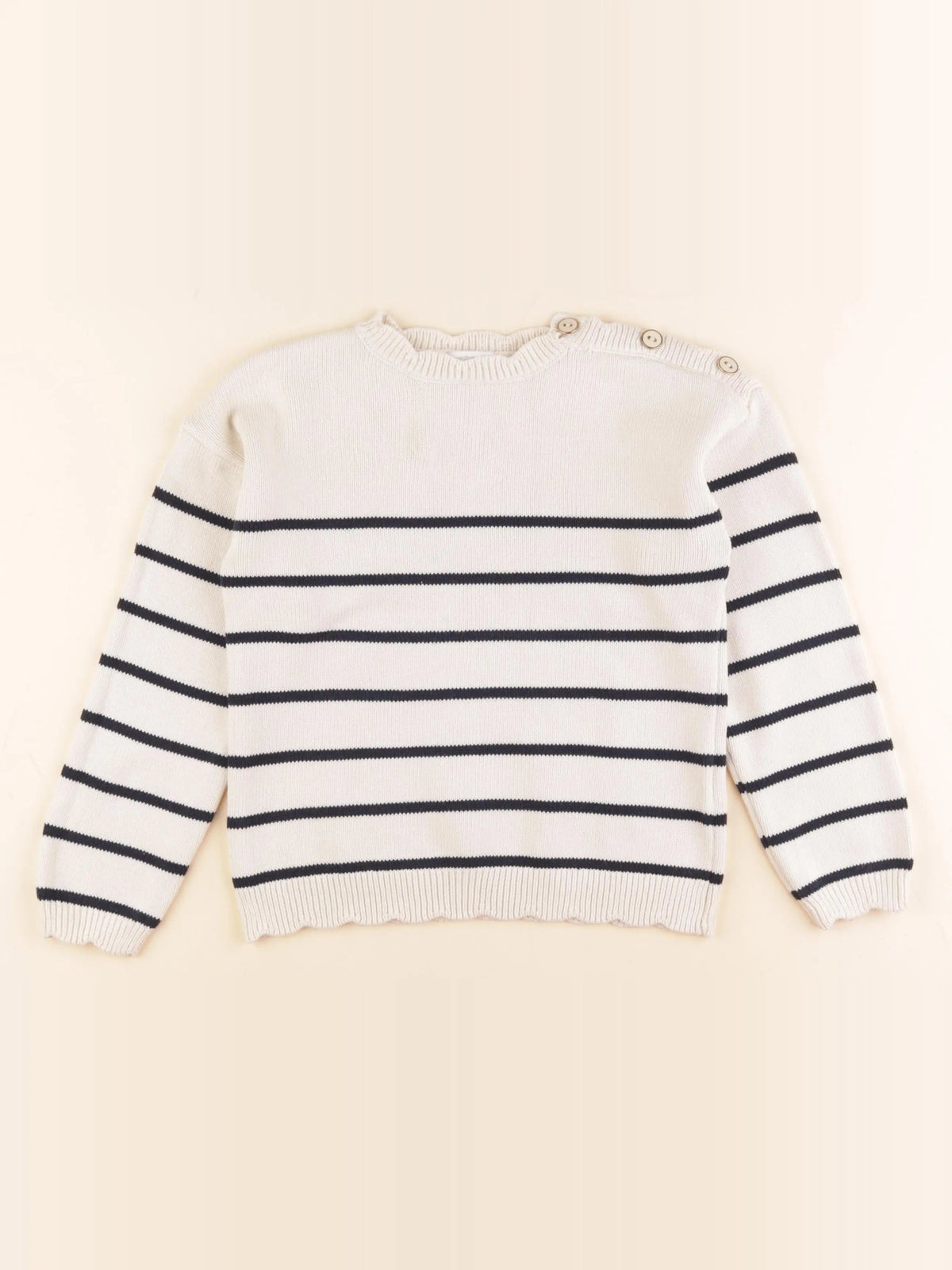 Vertbaudet - pull blanc, bleu - 8 ans