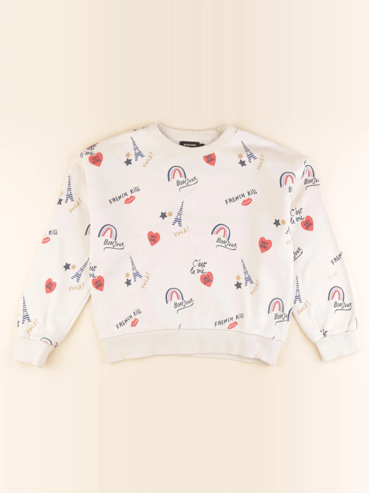 Monoprix - sweat beige - 12 ans