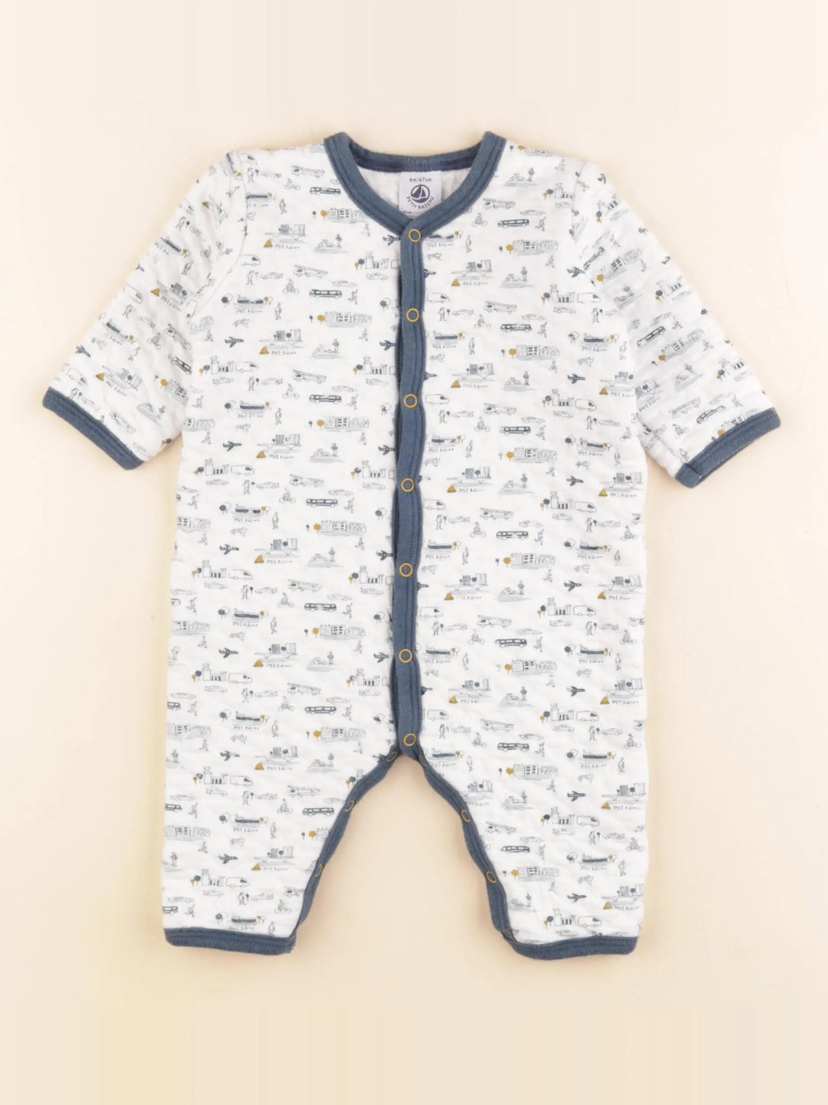 Petit Bateau - pyjama coton blanc - 6 mois
