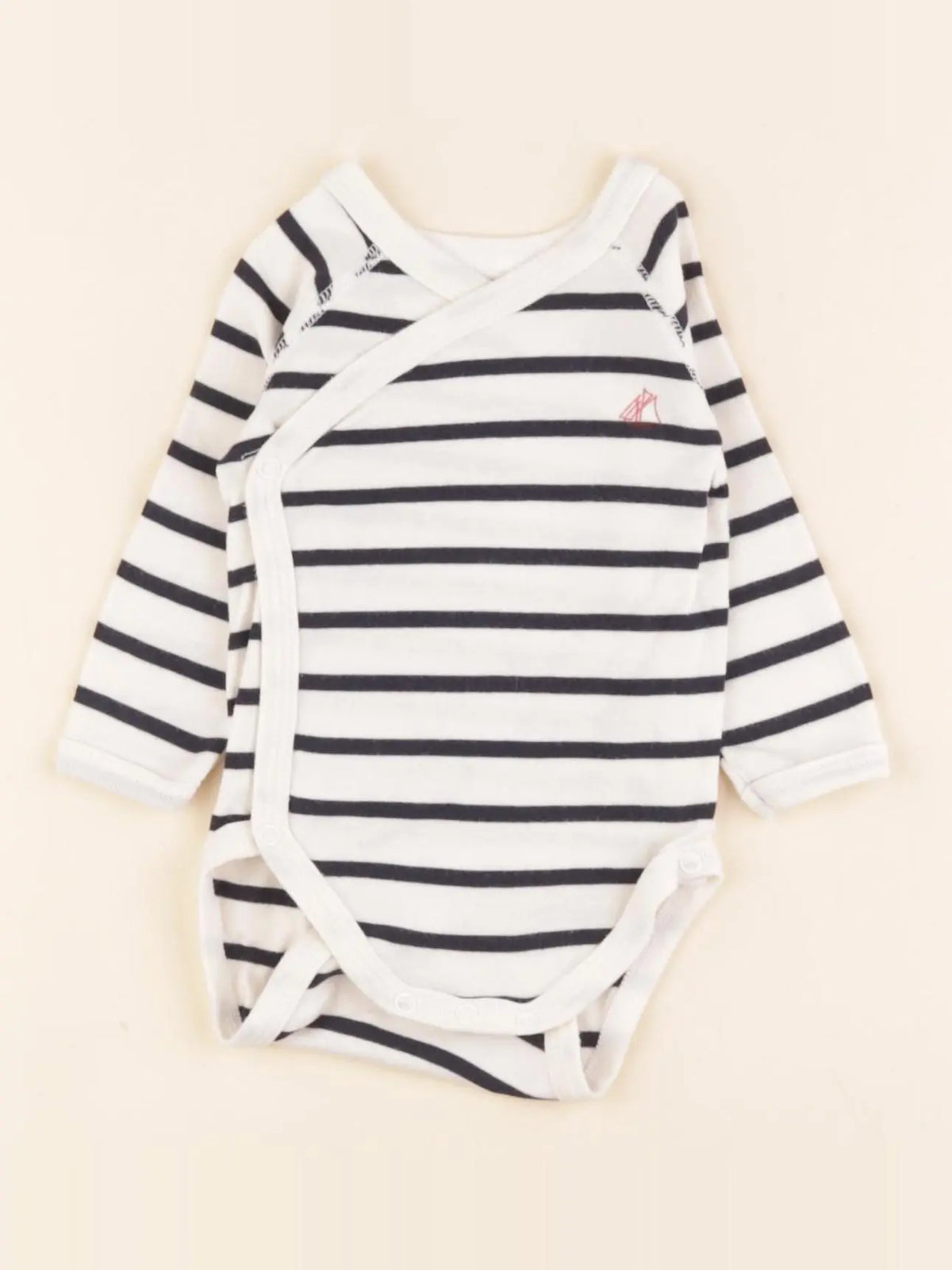Petit Bateau - body blanc, bleu - 3 mois