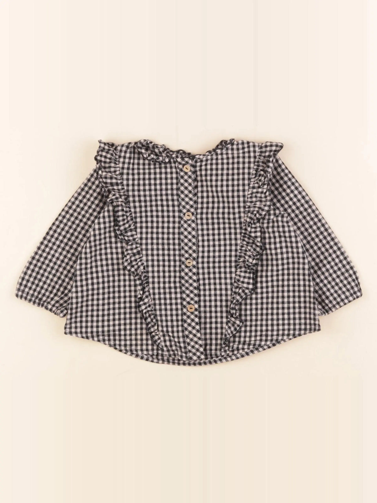 Zara - blouse beige, noir - 6/9 mois