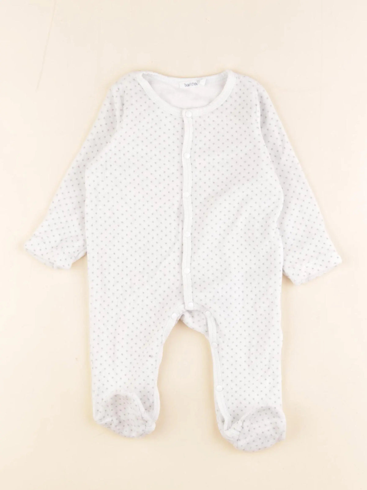 Boutchou - pyjama velours blanc, gris - 3 mois
