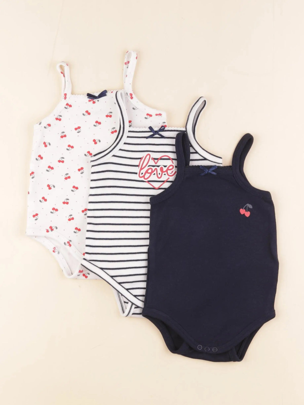 Vertbaudet - lot de 3 bodies en coton blanc, bleu - 9 mois