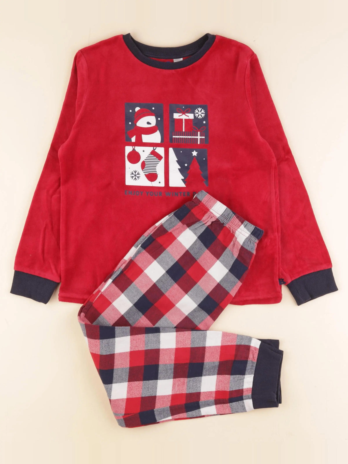 Okaidi - pyjama velours rouge - 8 ans