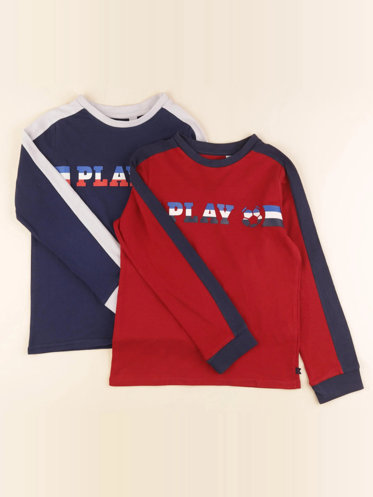 Okaidi - lot de 2 tee-shirts bleu, rouge - 8 ans