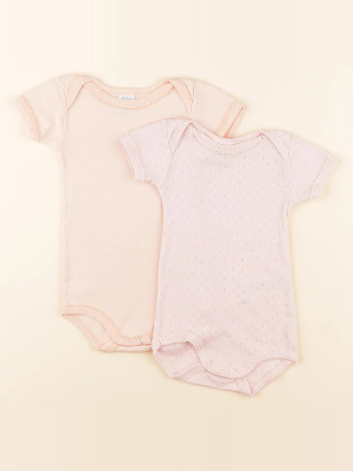 Petit Bateau - lot de 2 bodies en coton rose - 6 mois