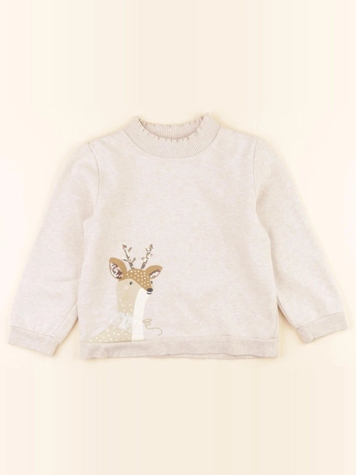 Vertbaudet - sweat beige - 6 ans