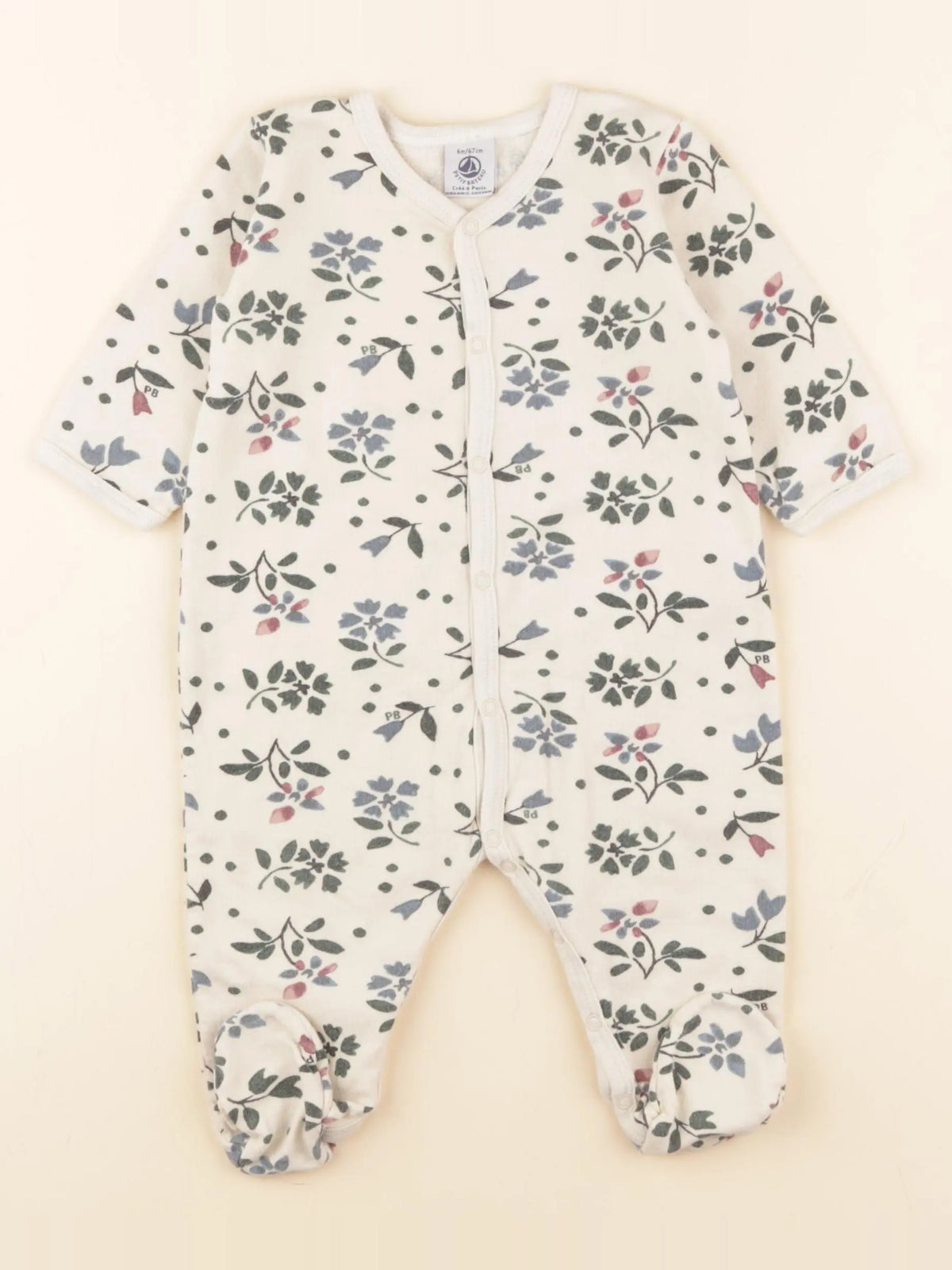 Petit Bateau - pyjama coton beige - 6 mois