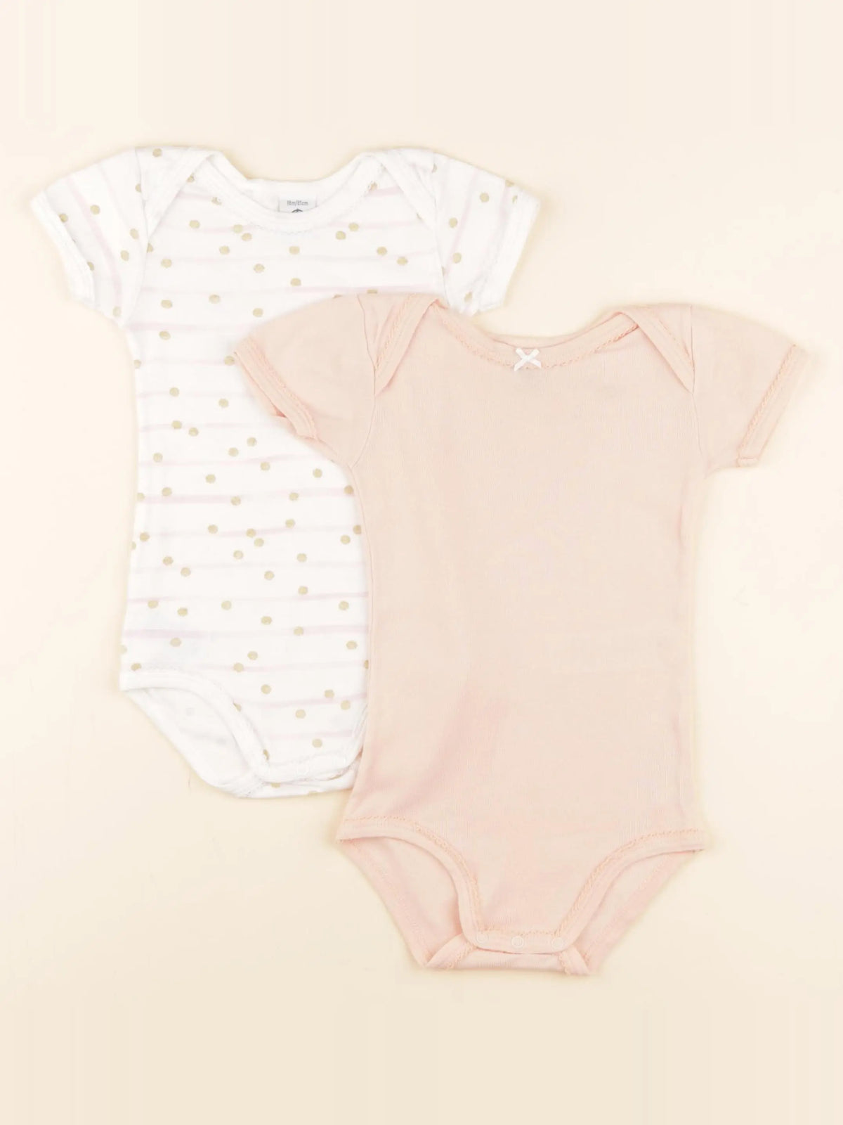 Petit Bateau - lot de 2 bodies en coton blanc, rose - 18 mois