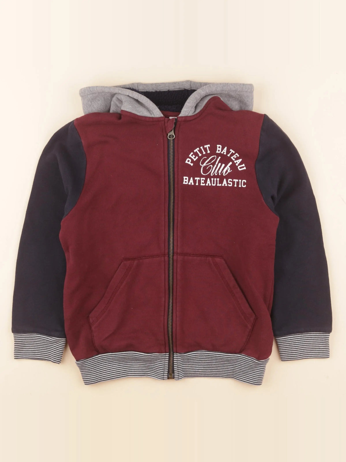 Petit Bateau - sweat bleu, rouge - 8 ans
