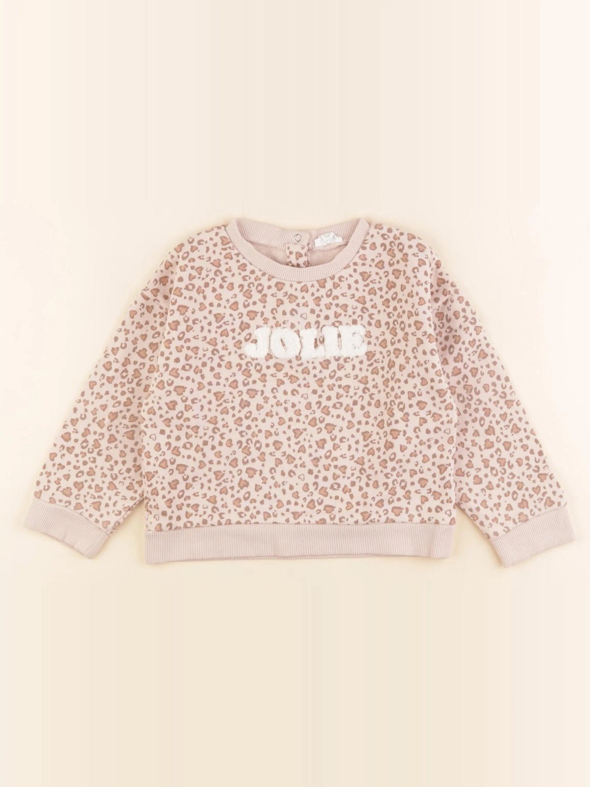 Vertbaudet - sweat beige, rose - 36 mois