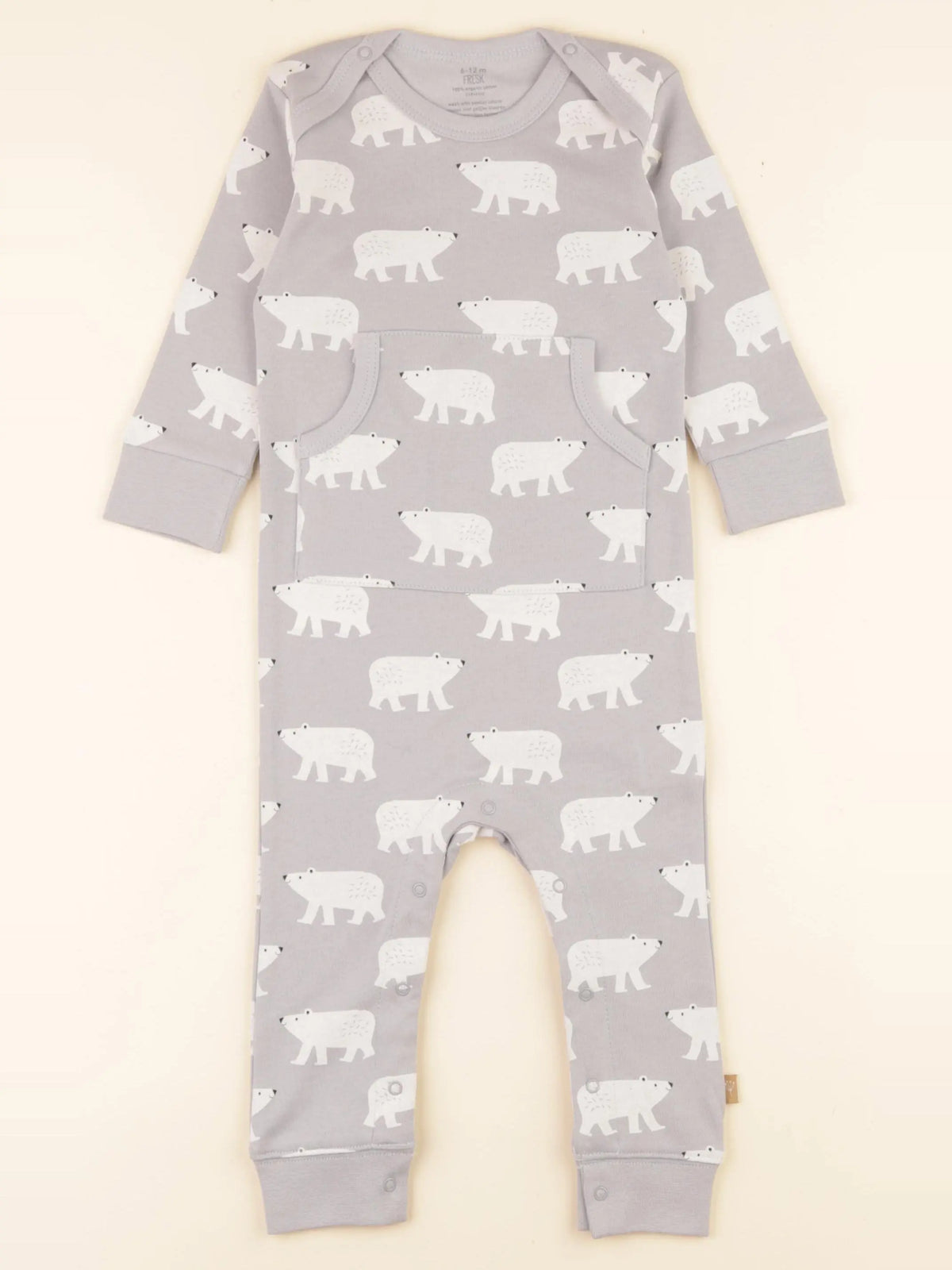 Pyjama coton avec poches ours polaire gris