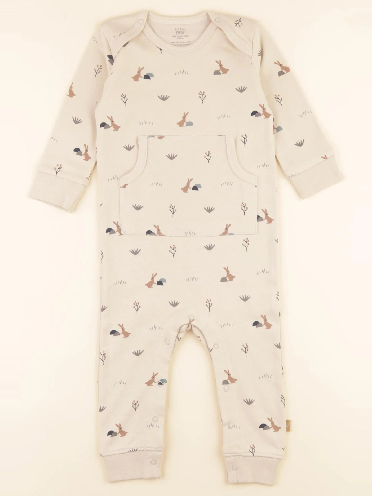 Pyjama coton avec poches lapin beige