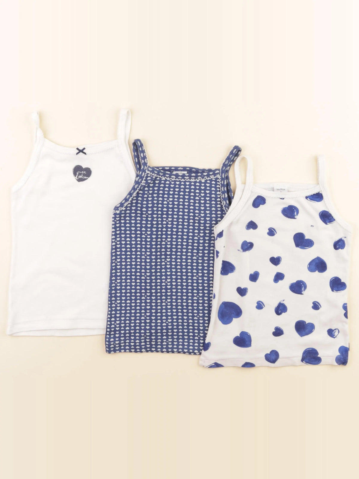 Petit Bateau - lot de 3 maillots de corps bleu, blanc - 3 ans