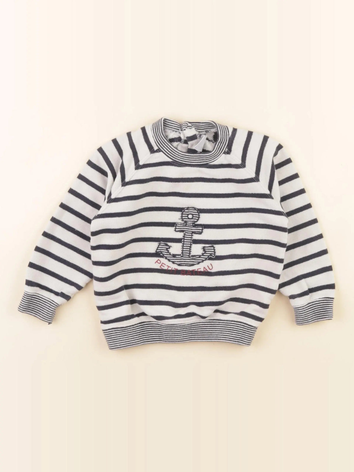 Petit Bateau - sweat beige, bleu - 18 mois