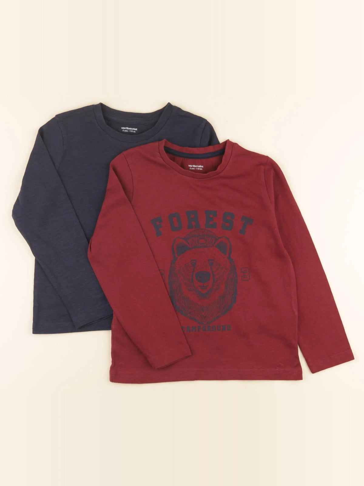 Vertbaudet - lot de 2 tee-shirts bleu, rouge - 5 ans