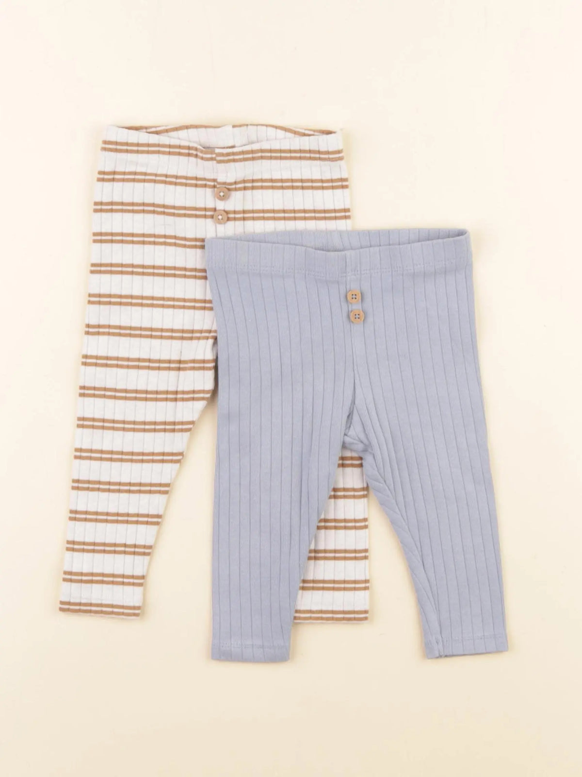 Tape à l'oeil - lot de 2 leggings bleu, marron - 9 mois