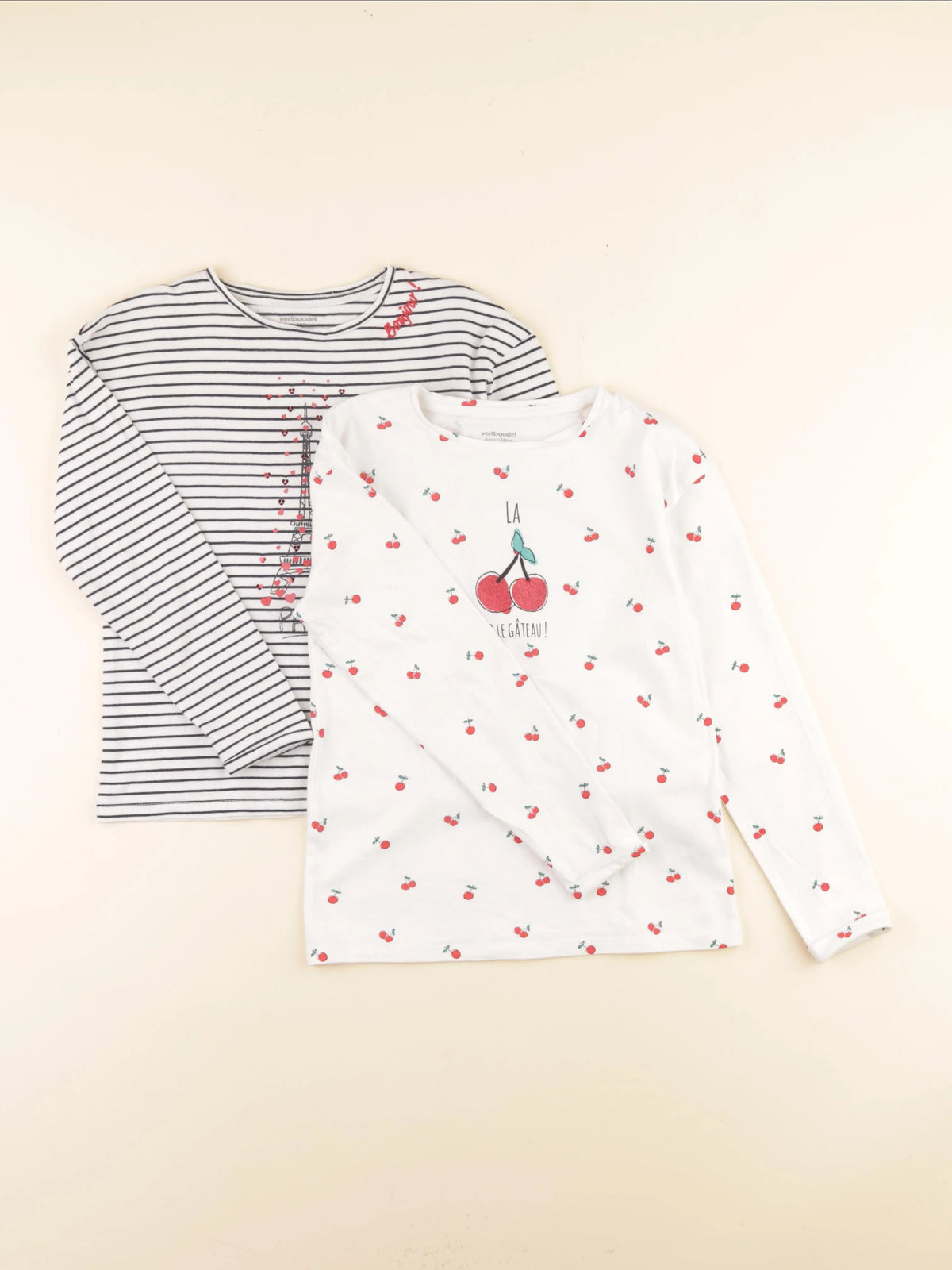 Vertbaudet - lot de 2 tee-shirts bleu, blanc - 8 ans