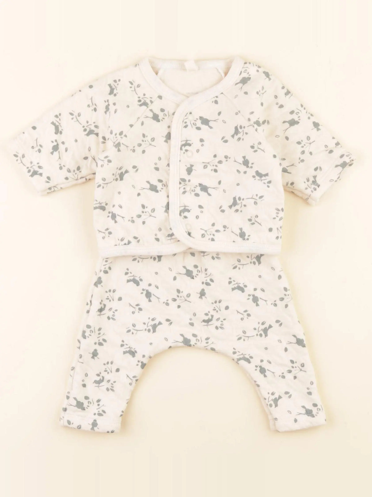 Petit Bateau - ensemble beige, vert - 1 mois