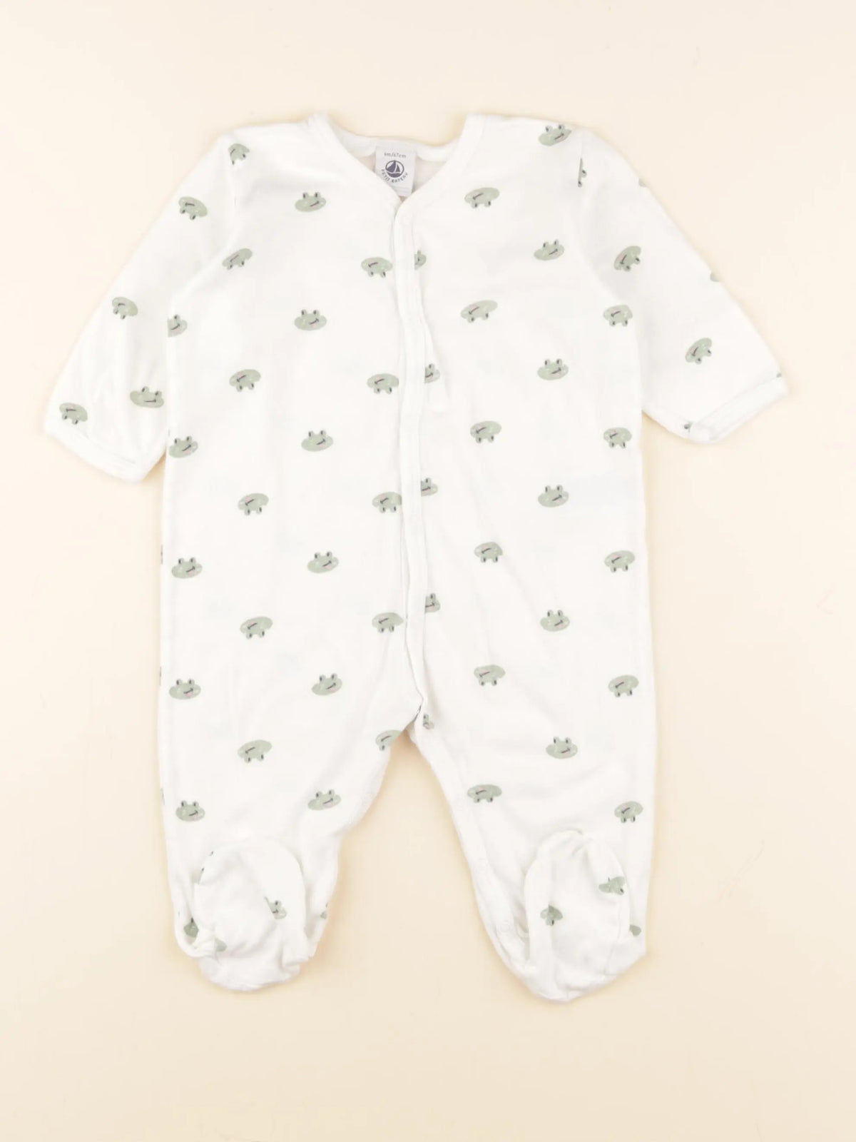 Petit Bateau - pyjama coton blanc - 6 mois