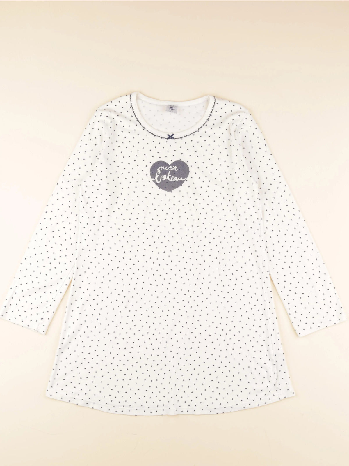 Petit Bateau - chemise de nuit coton blanc, bleu - 12 ans