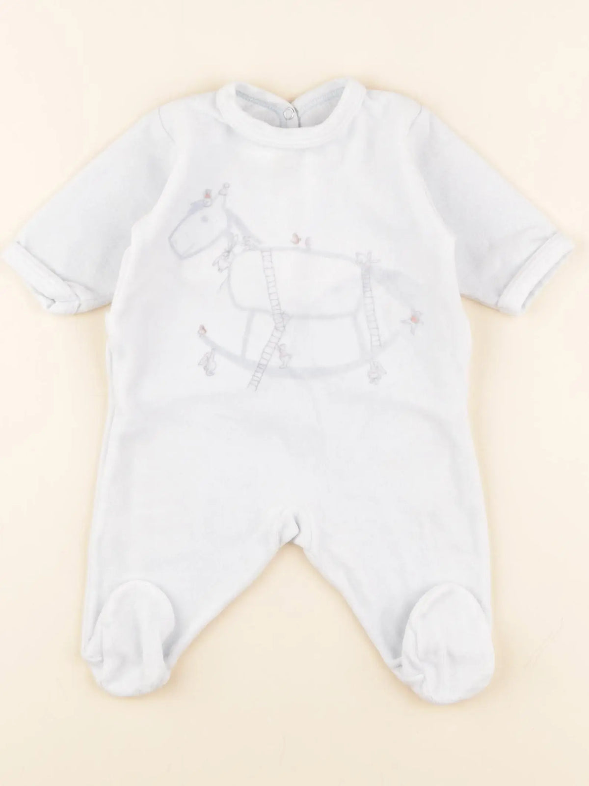 Petit Bateau - pyjama velours bleu - 1 mois