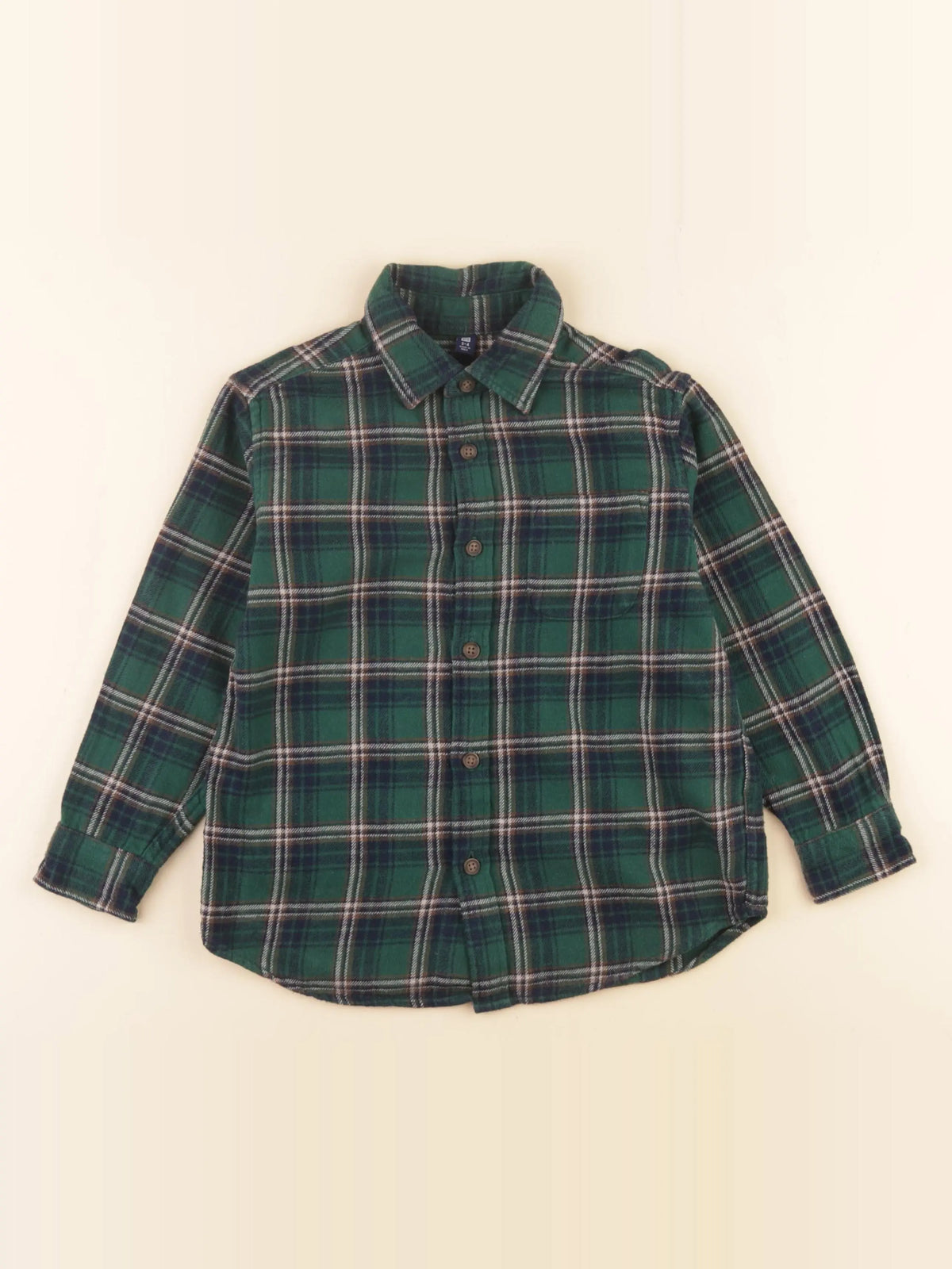 Uniqlo - chemise bleu, vert - 3/4 ans