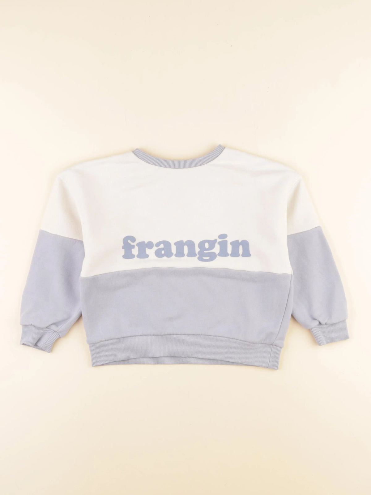 Frangin Frangine - sweat beige, bleu - 6 ans