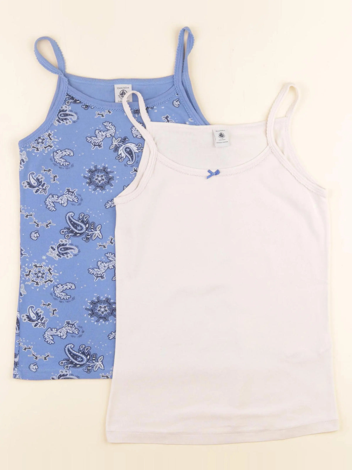 Petit Bateau - lot de 2 maillots de corps rose, bleu - 10 ans