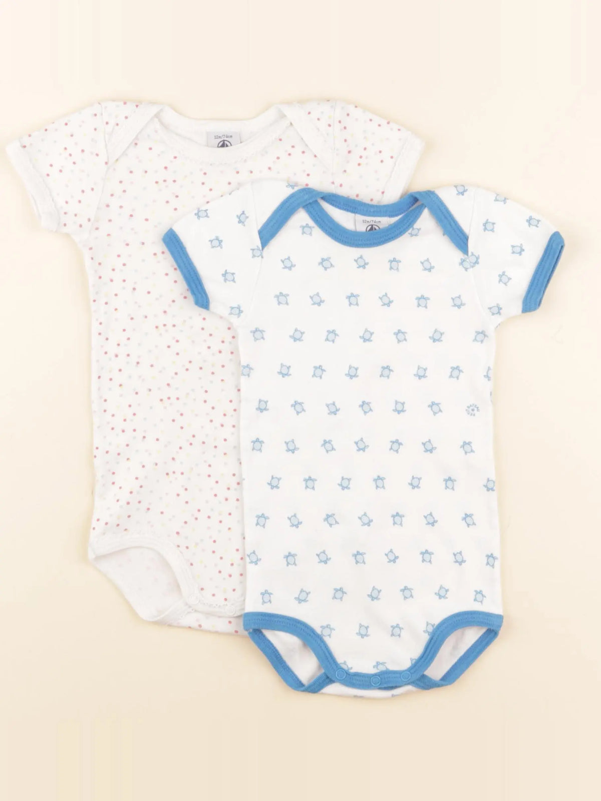 Petit Bateau - lot de 2 bodies en coton blanc - 12 mois