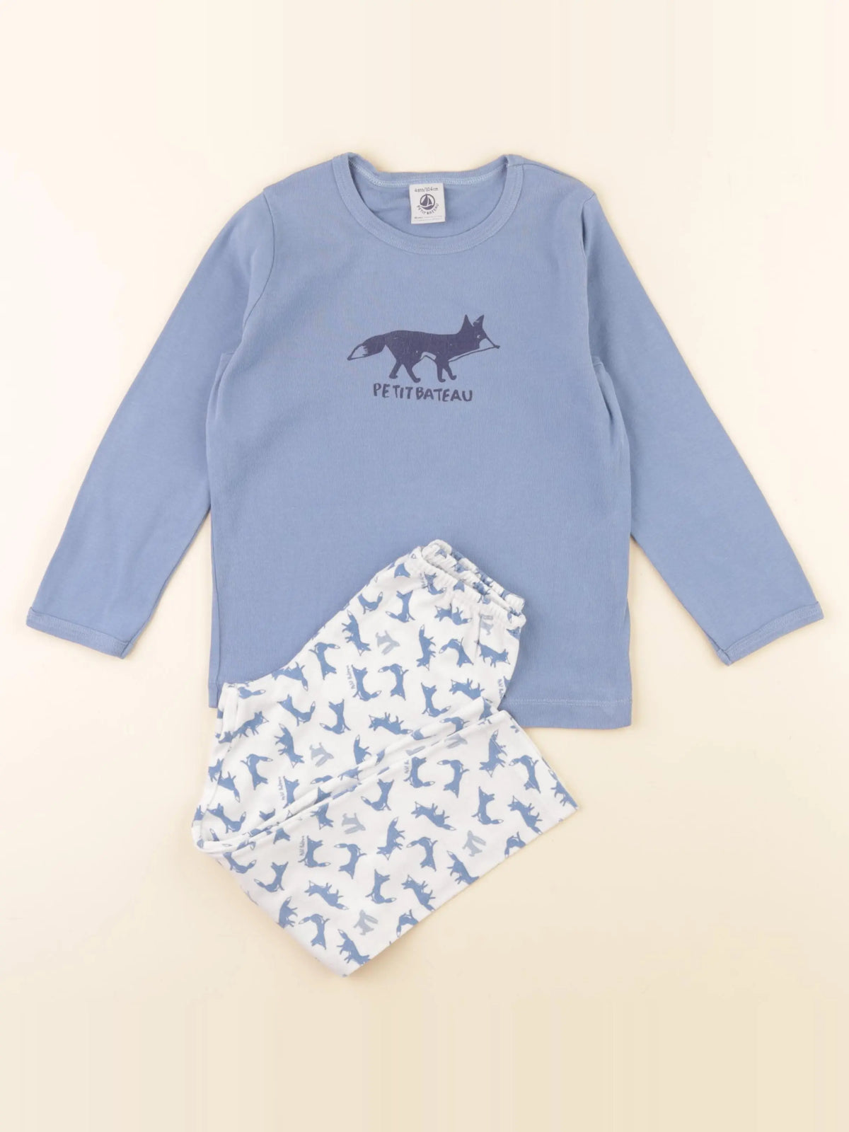 Petit Bateau - pyjama coton bleu, blanc - 4 ans