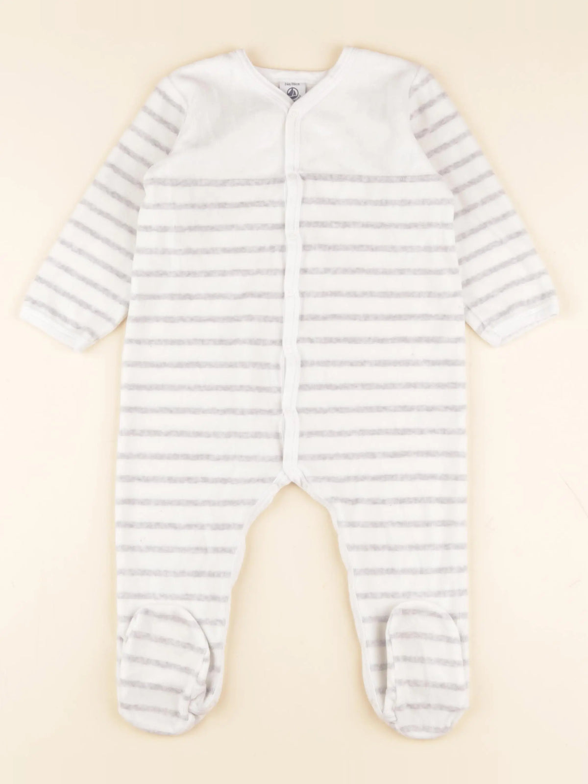 Petit Bateau - pyjama velours blanc - 24 mois