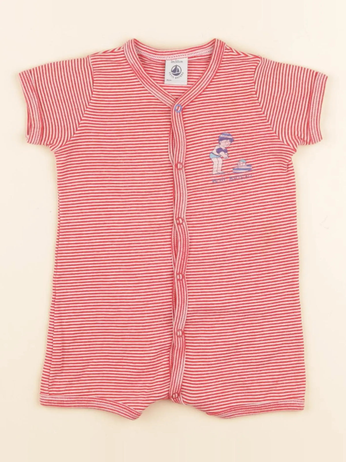 Petit Bateau - pyjama coton rouge - 3 mois