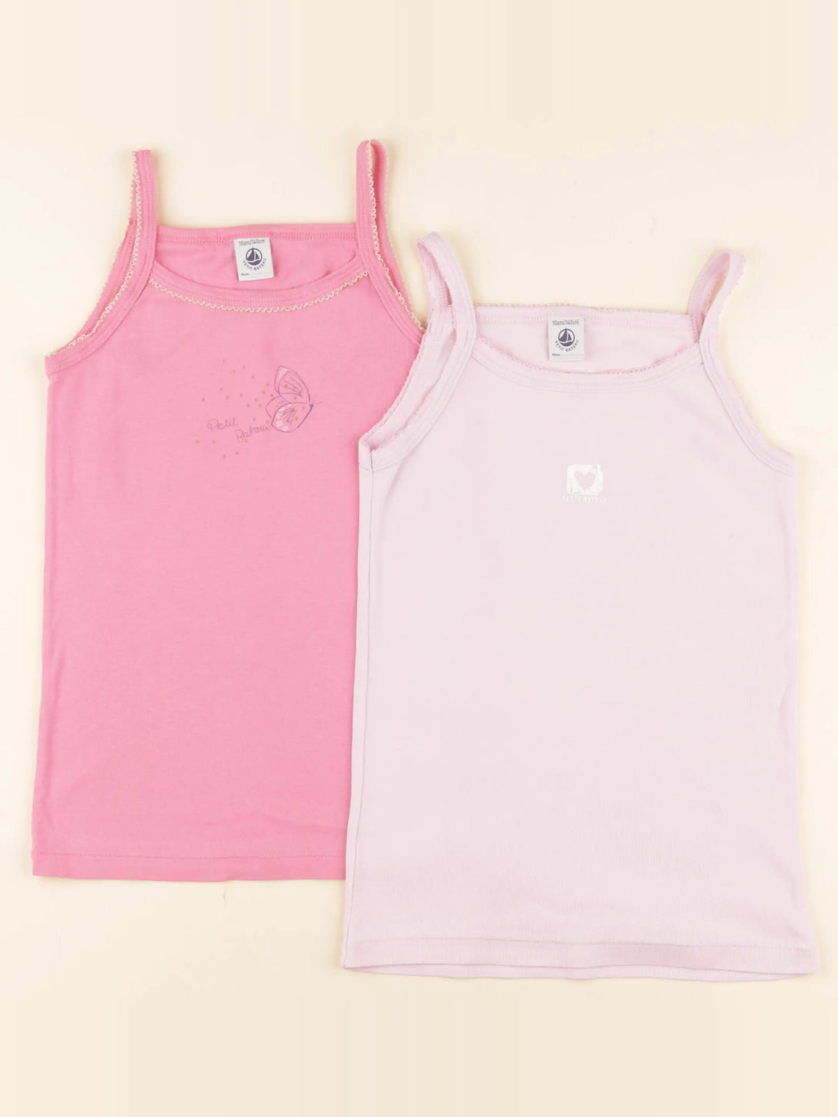 Petit Bateau - lot de 2 maillots de corps rose - 10 ans