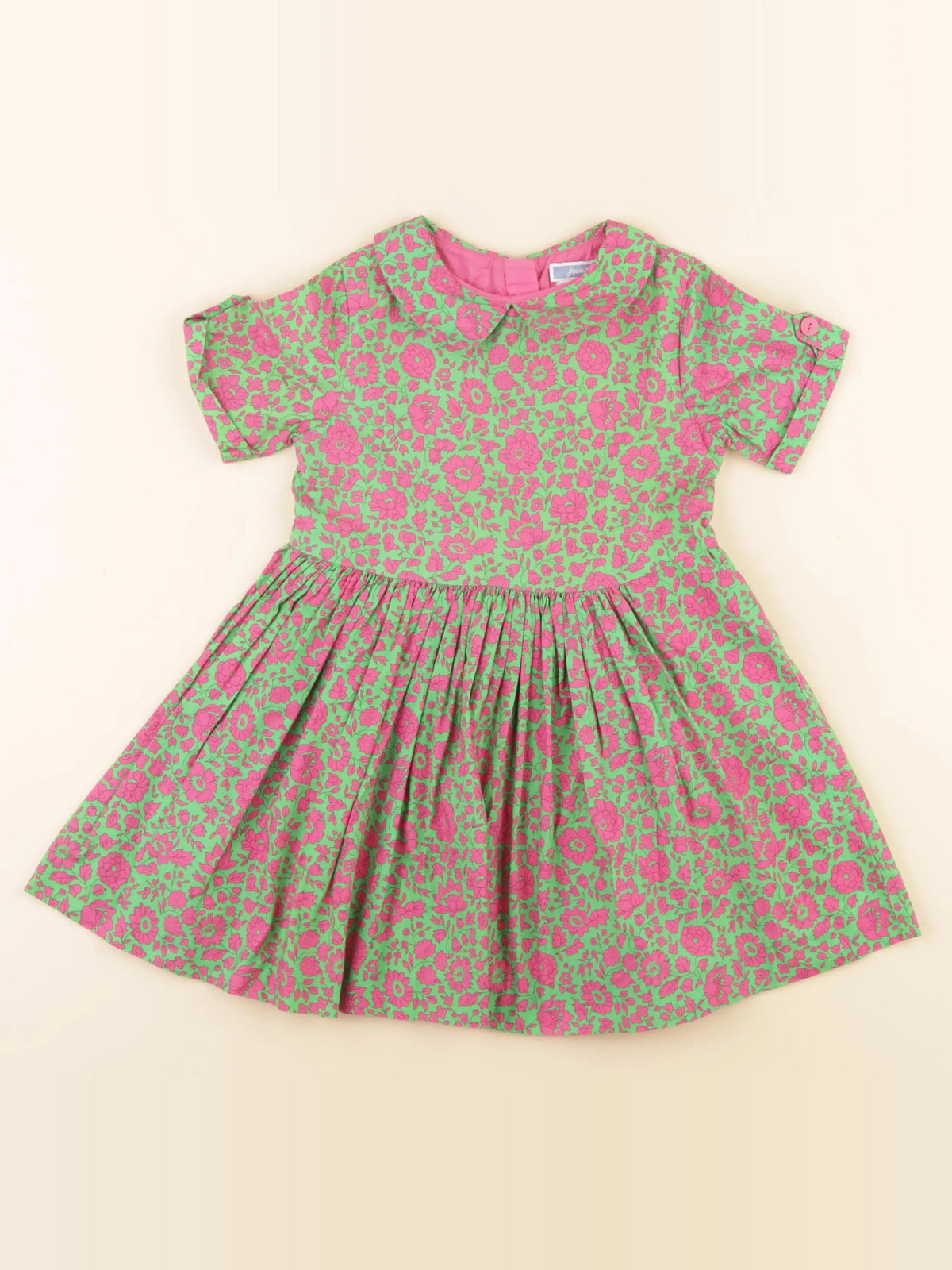 Jacadi - robe liberty rose, vert - 3 ans