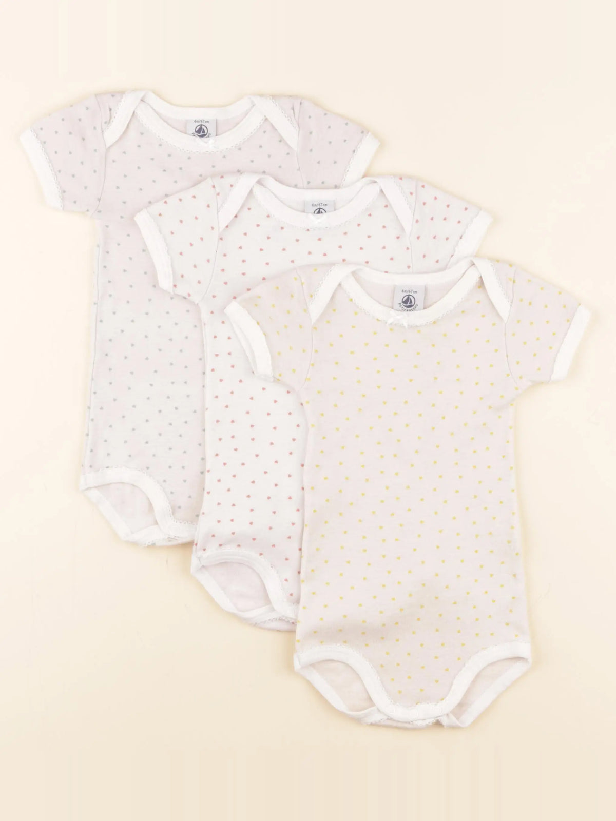 Petit Bateau - lot de 3 bodies en coton multicolore - 6 mois