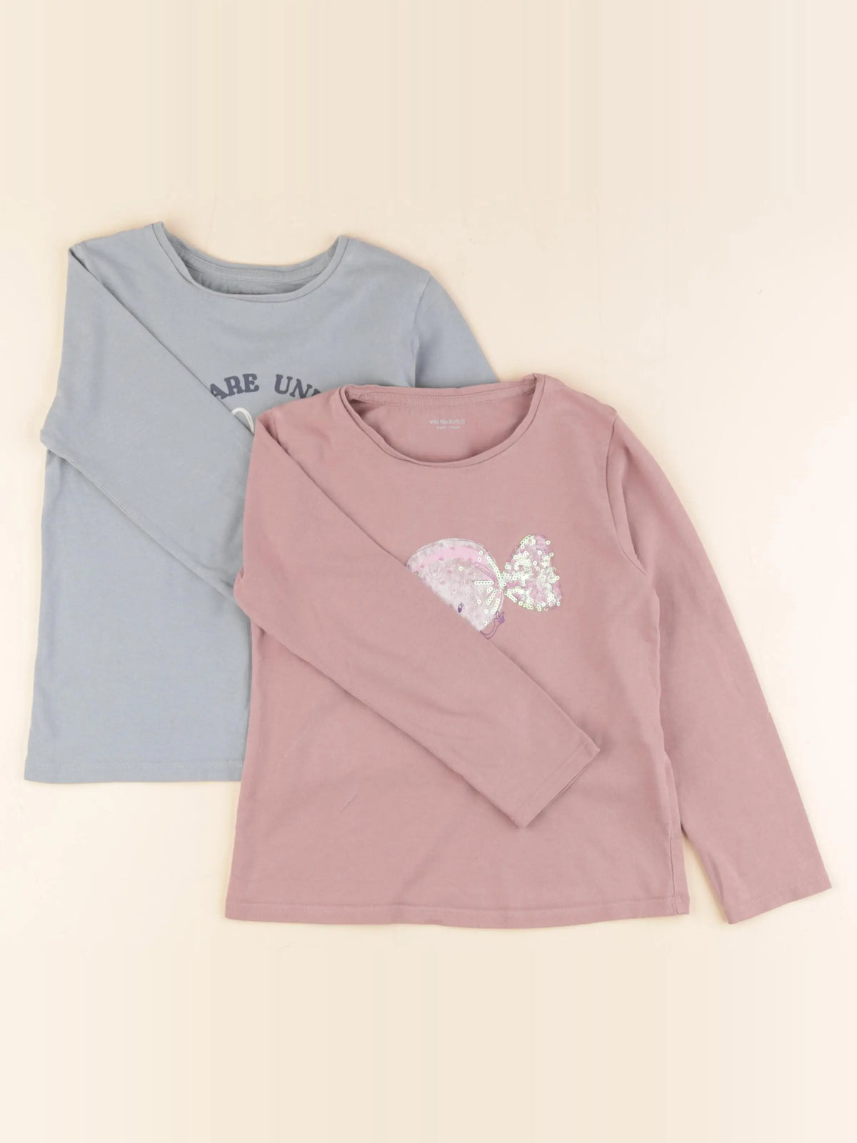 Vertbaudet - lot de 2 tee-shirts bleu, rose - 6 ans