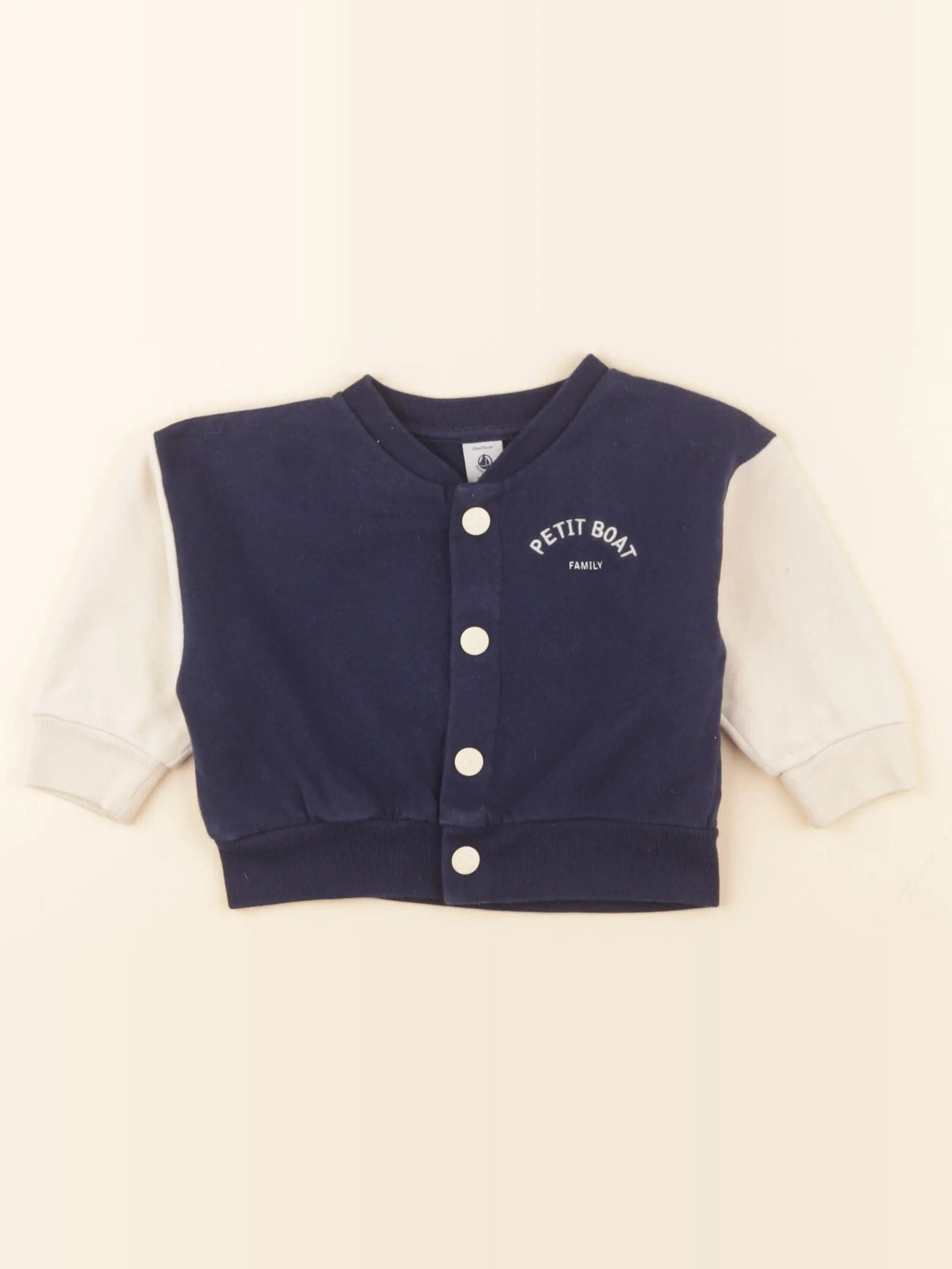 Petit Bateau - sweat blanc, bleu - 12 mois