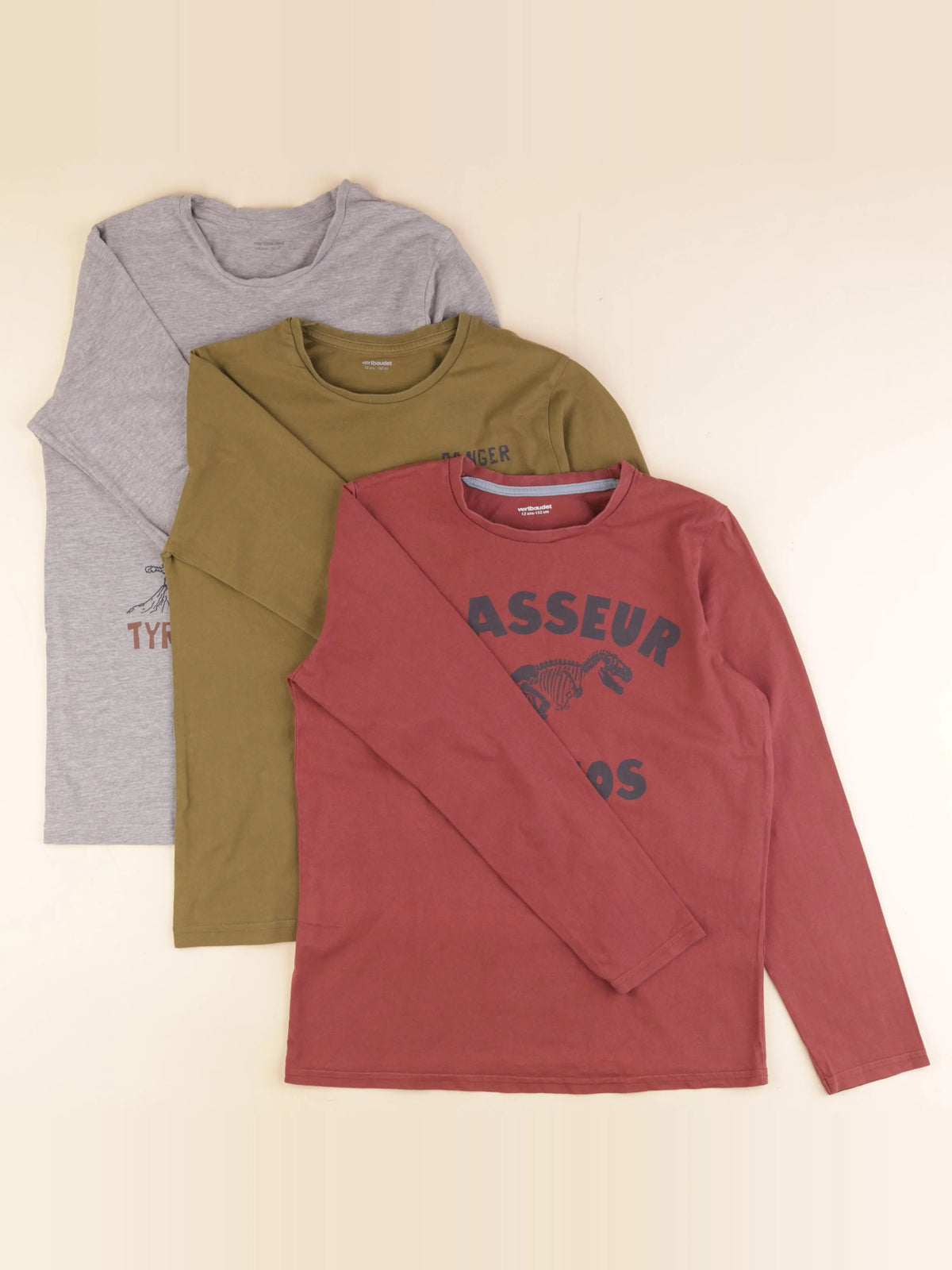 Vertbaudet - lot de 3 tee-shirts multicolore - 12 ans