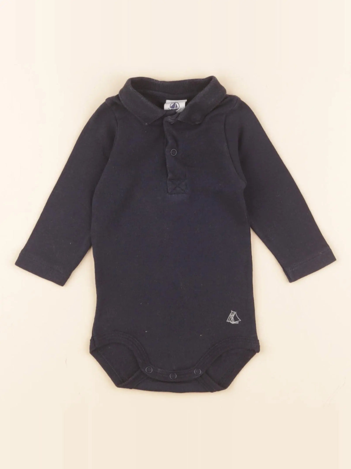 Petit Bateau - body à col bleu - 3 mois
