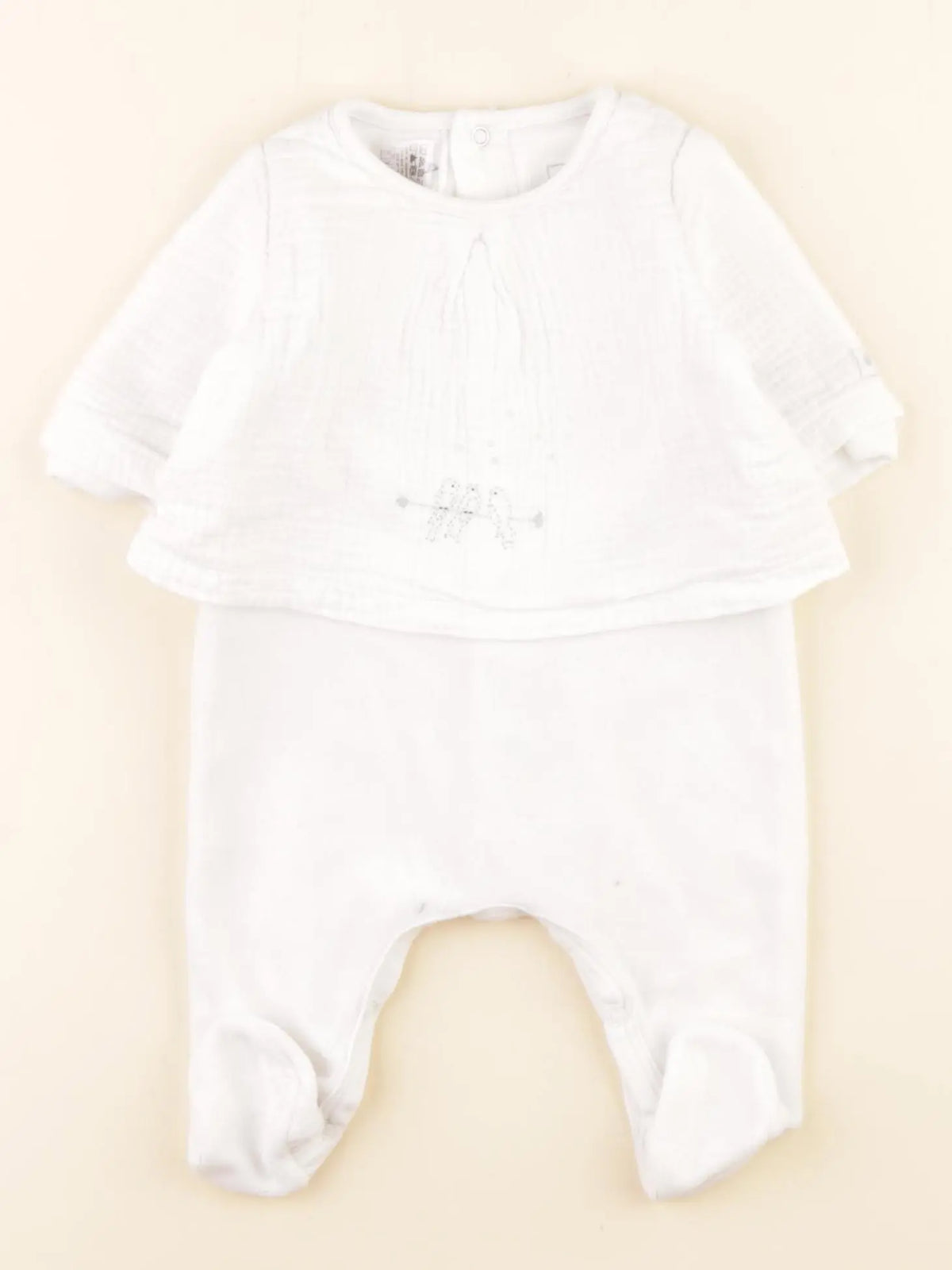 Petit Bateau - pyjama coton blanc - 1 mois