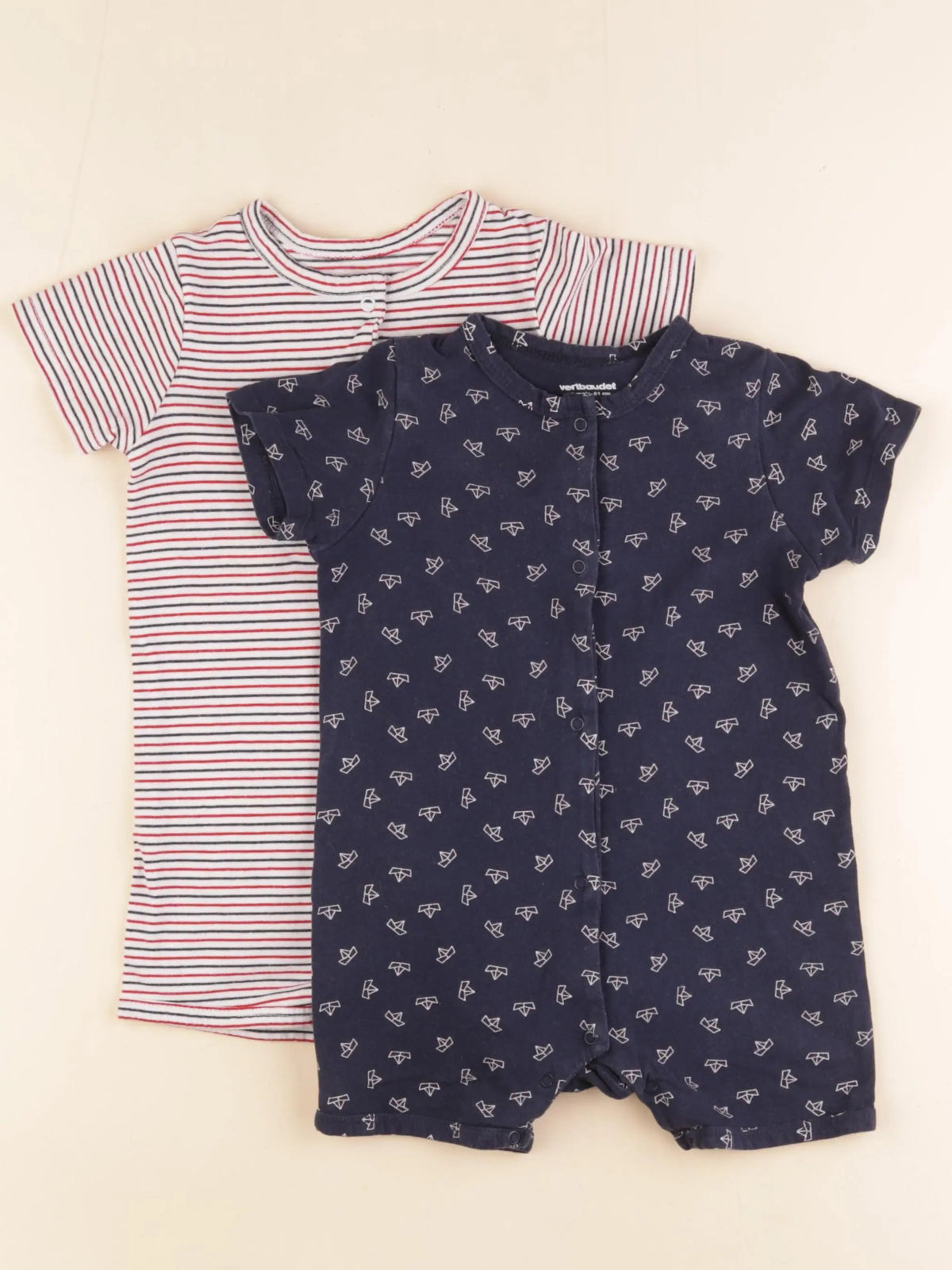 Vertbaudet - lot de 2 pyjamas coton bleu, rouge - 18 mois