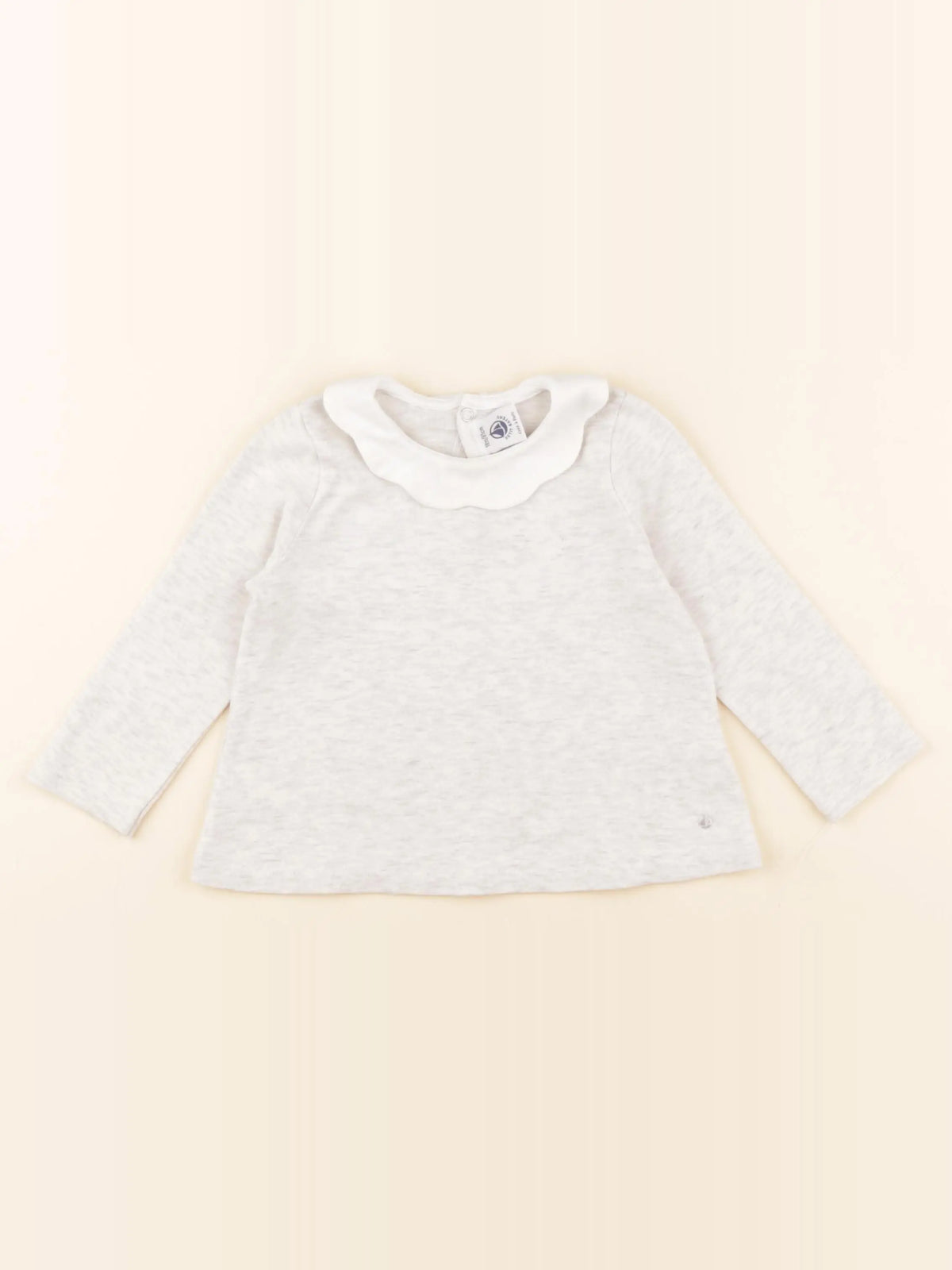 Petit Bateau - tee-shirt blanc, gris - 18 mois