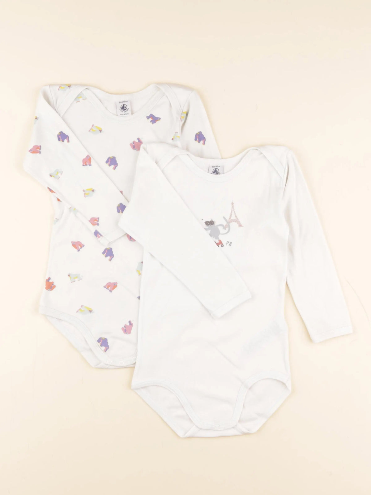 Petit Bateau - lot de 2 bodies en coton blanc - 36 mois