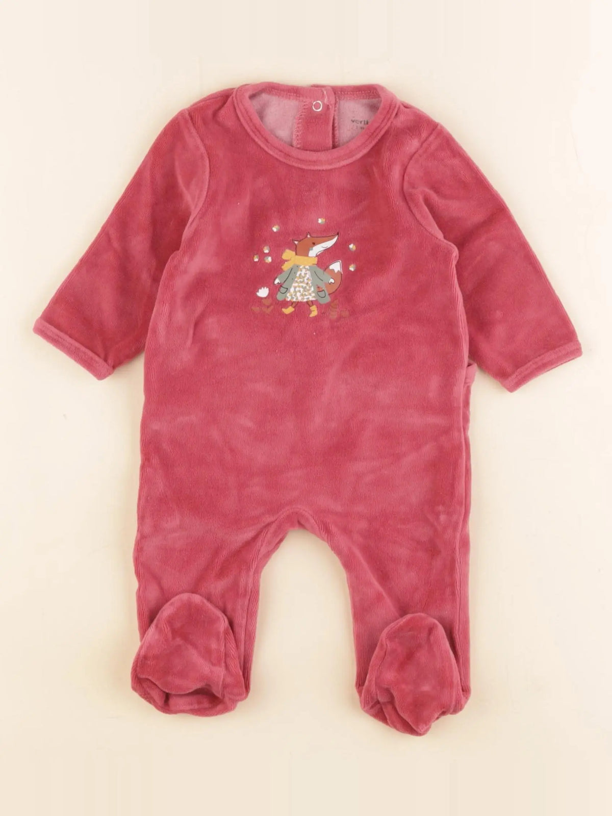 Vertbaudet - pyjama velours rose - 3 mois