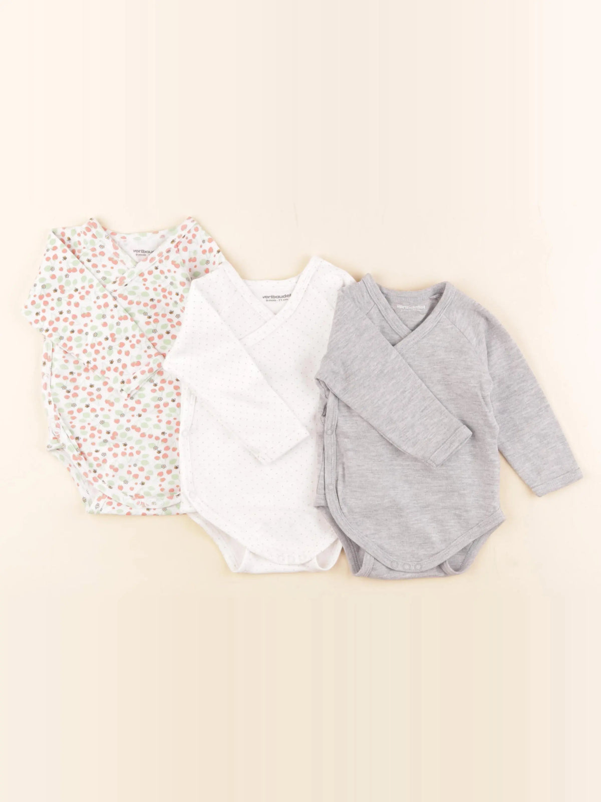 Vertbaudet - lot de 3 bodies en coton multicolore - 9 mois